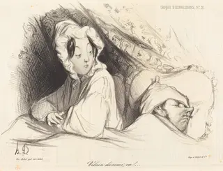 Vilain dormeur, va!, by Honoré Daumier, ink, 1838