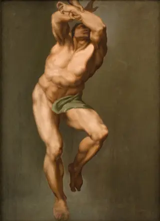 Male Figure. After Michelangelo's "Last Judgement" in the Sistine Chapel, by Nicolai Abildgaard, oil, 1774
