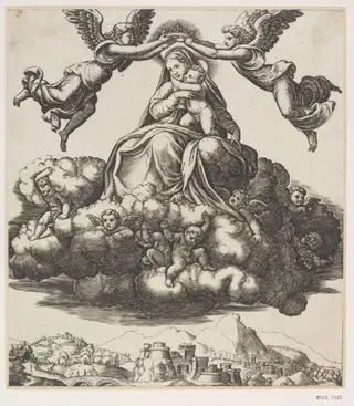 Coronation of the Virgin, by Master of the Die, 1534