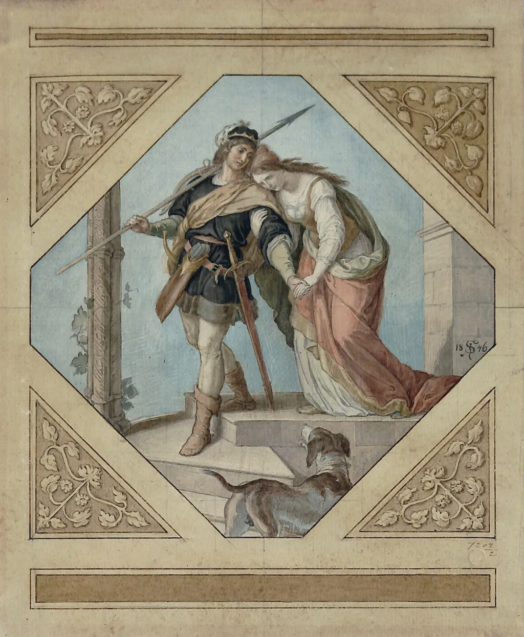 Siegfried and Chriemhilda, by Julius Schnorr von Carolsfeld, watercolor, 1846