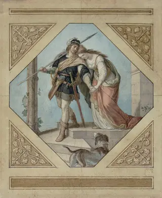 Siegfried and Chriemhilda, by Julius Schnorr von Carolsfeld, watercolor, 1846