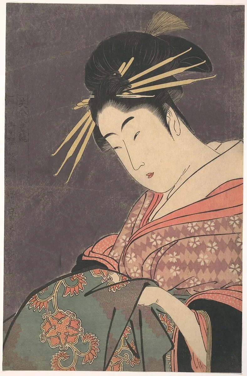 喜多川歌麿画 「美人気量競 五明楼 花扇」|“Hanaōgi of the Gomeirō,” from the series Comparing the Charms of Beauties (Bijin kiryō kurabe: Gomeirō Hanaōgi), detail