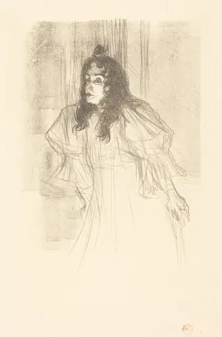 Miss May Belfort Bare-Headed (Miss May Belfort en cheveux), by Henri de Toulouse-Lautrec, ink, 1895