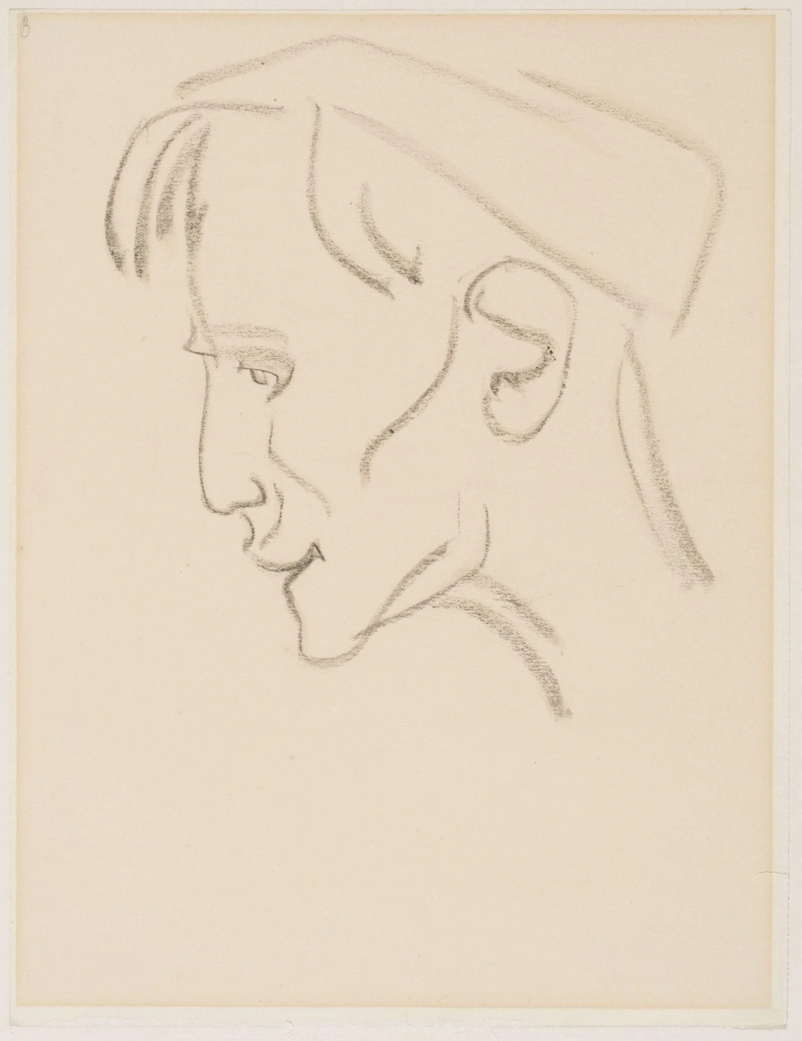Head of man with cap, detail