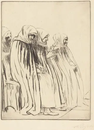 Women of Brussels (Femmes de Bruges), by Alphonse Legros, ink, 1874