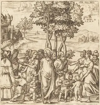 Christ Blesses the Children, by Léonard Gaultier, ink, 1578