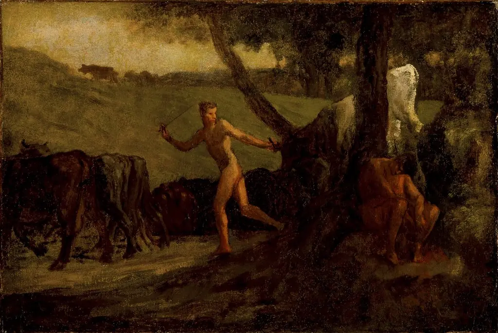 Study for 'Mercury Leading the Cows of Argus to Water', by Jean François Millet, oil, 1846