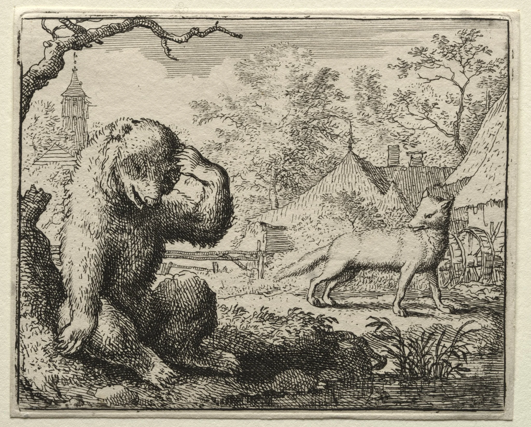 Reynard the Fox: Reynard Chides the Injured Bear, detail