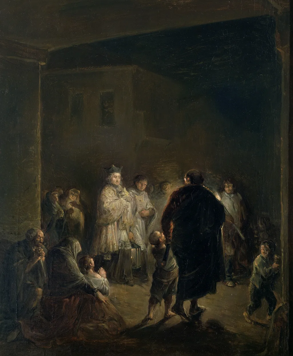 The Viaticum, by Leonardo Alenza, oil, 1840
