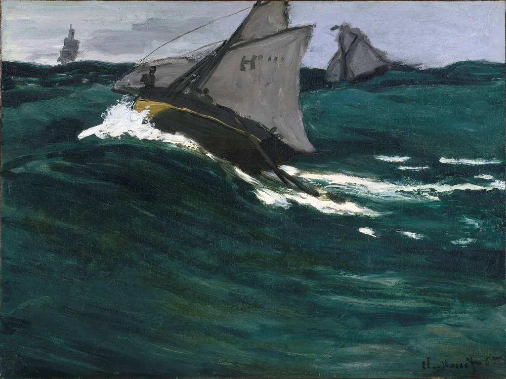 The Green Wave, by Claude Monet, oil, 1865
