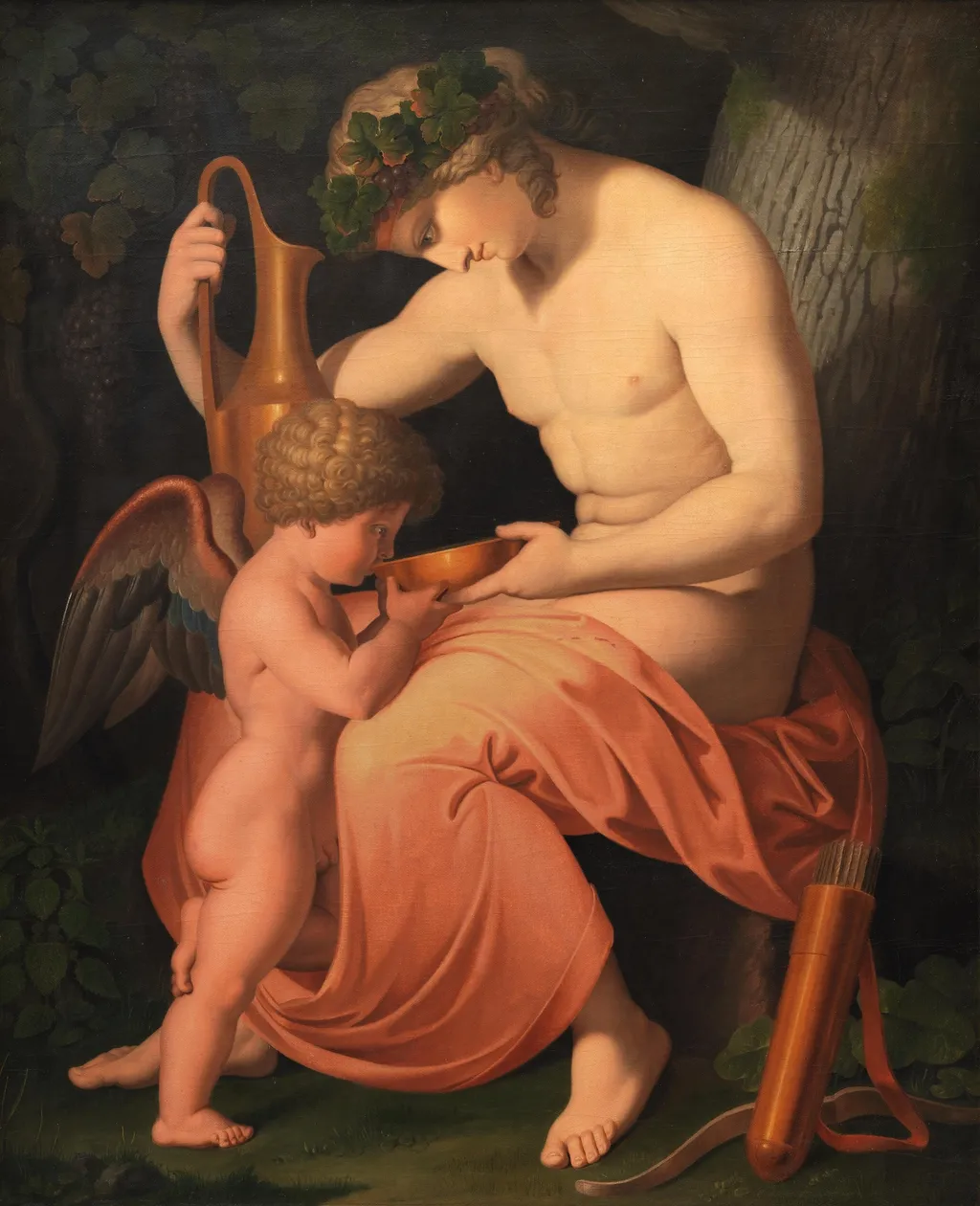 Bacchus and Cupid, by Asmus Jacob Carstens, oil, 1798