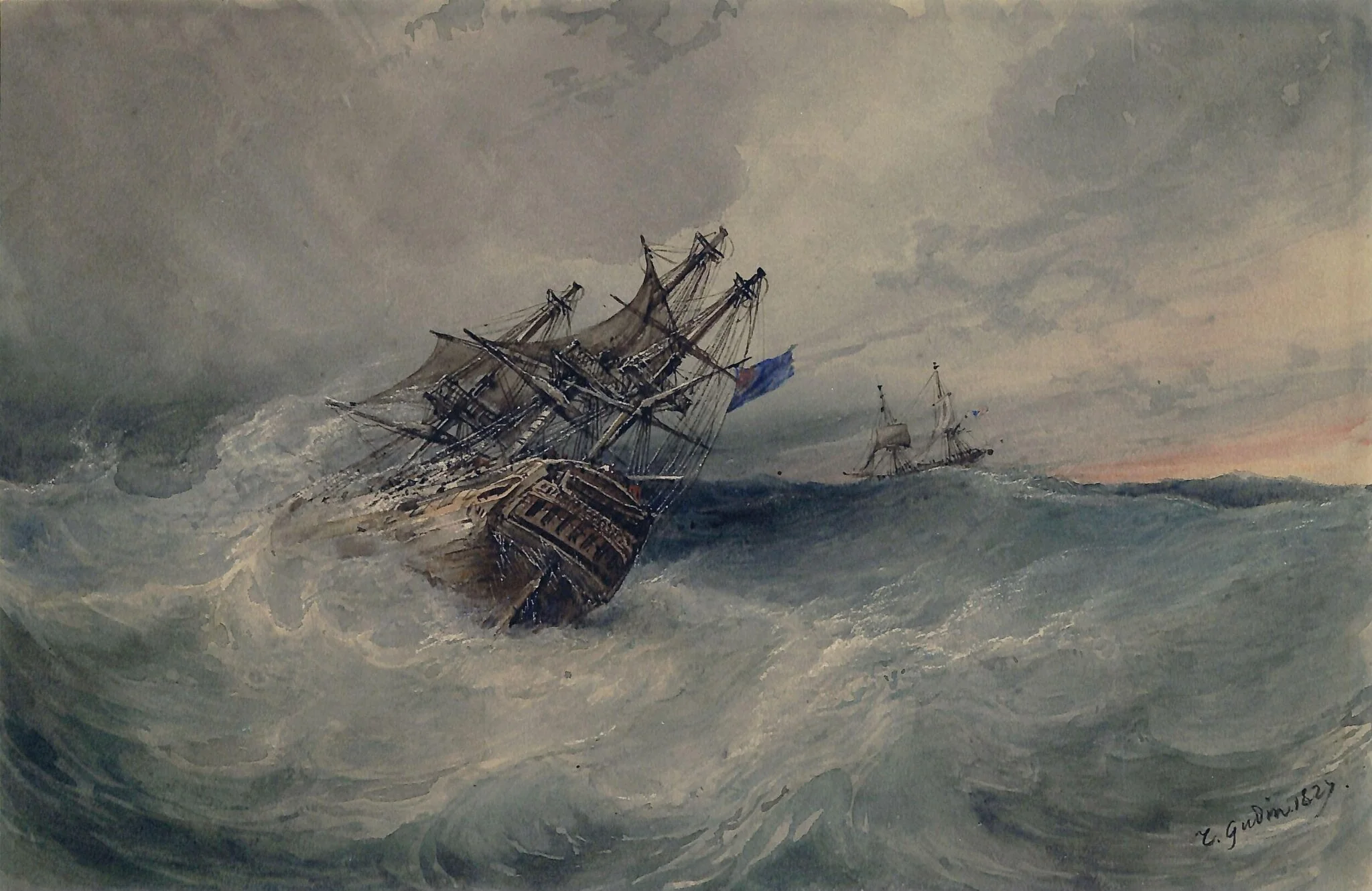 A Storm at Sea, detail
