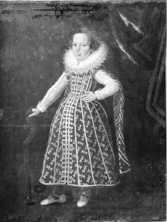 Kinderbildnis des Prinzen Ferdinand II. von Toskana, Sohn des Großherzogs Cosimo II., detail