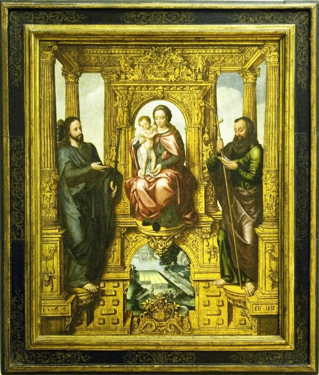 Die thronende Maria mit dem Kind und den Heiligen Jacobus d.Ä. und Jacobus d.J., by Pieter Claeissens the Elder, paint, 1569