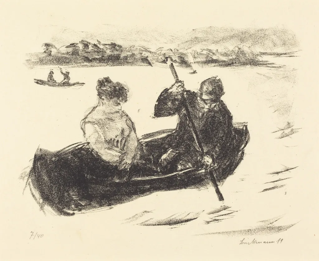 Canoeing, by Max Liebermann, ink, 1919