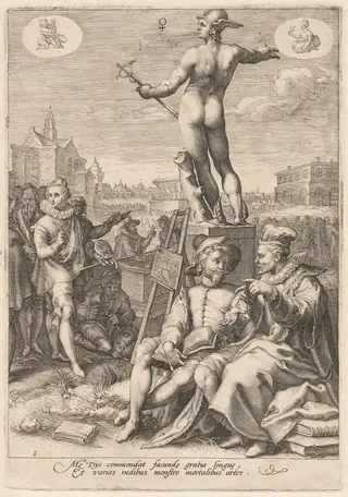 Mercury Presiding Over the Visual and Rhetoric Arts, by Jan Pietersz Saenredam, ink, 1596