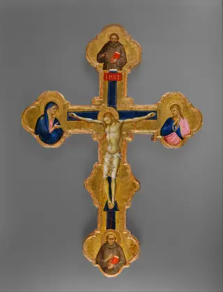 Crucifix, by Don Silvestro dei Gherarducci, tempera, 1370
