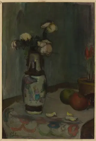 White roses in a vase, by Władysław Ślewiński, oil, 1903