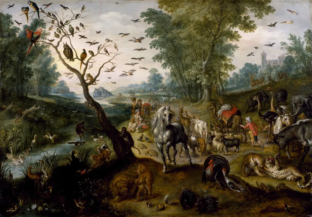 Noah's Family Assembling Animals before the Ark, by Jan van Kessel the Elder, oil, 1660