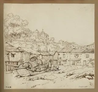 The village below the College of San José, Macau, by George Chinnery, 19