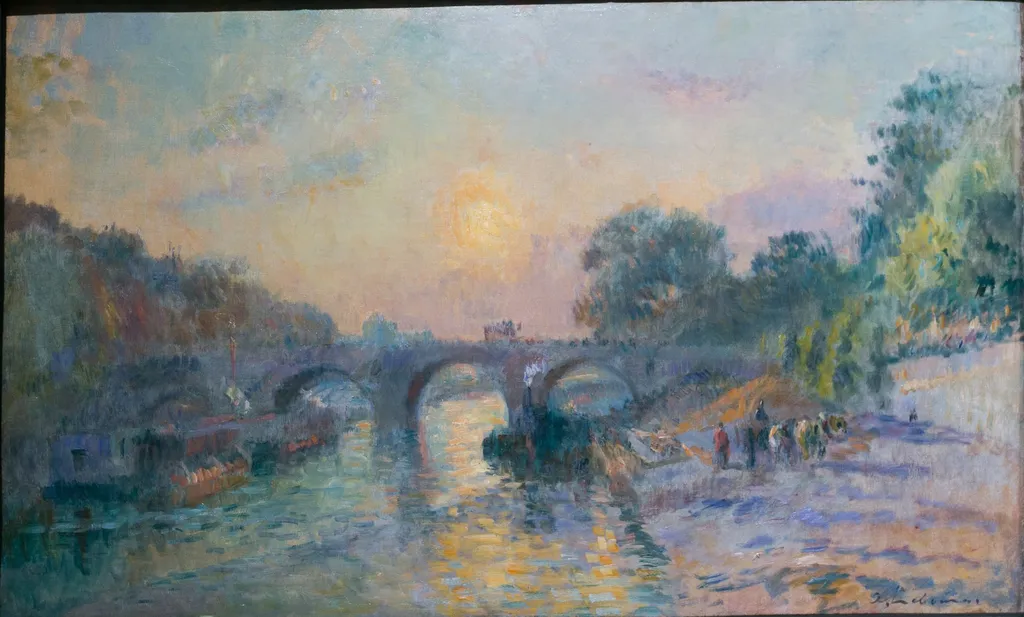 The Pont Marie at Sunset, Paris, by Albert Lebourg, oil, 1900