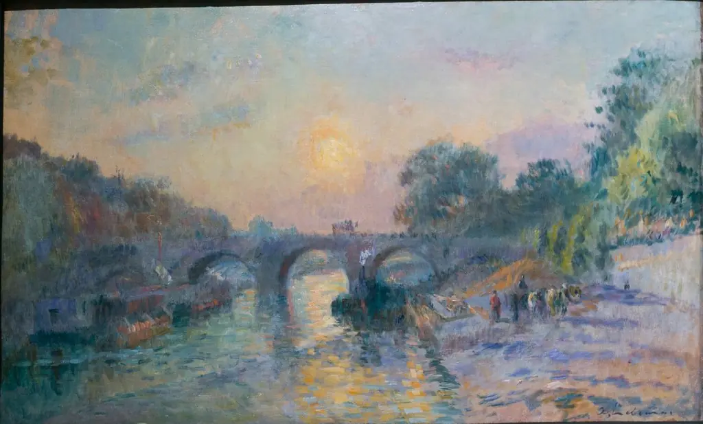 The Pont Marie at Sunset, Paris, by Albert Lebourg, oil, 1900