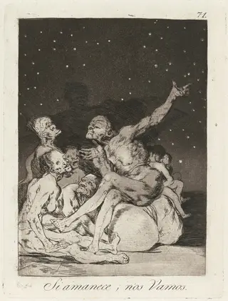 Si amanece; nos vamos (When Day Breaks We Will Be Off), by Francisco de Goya, ink, 1799