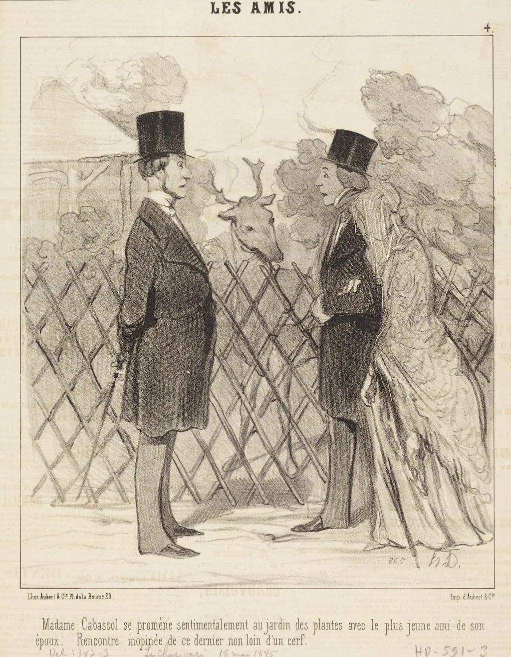 Madame Cabassol se promène..., by Honoré Daumier, ink, 1845