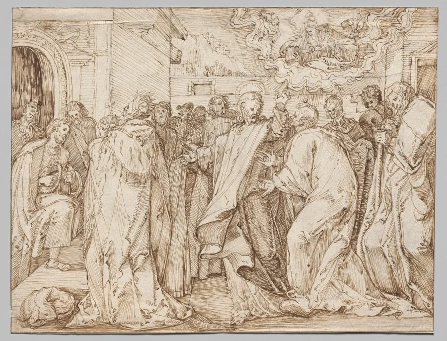 The Parable of the Tribute Money, detail