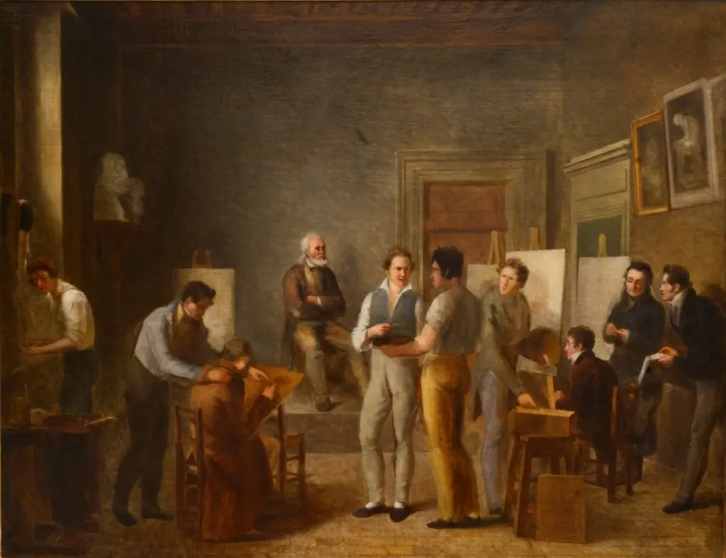 La Classe de peinture à l’école de dessin de Lyon by Jean-Marie Jacomin, by Jean-Marie Jacomin, oil, 1817