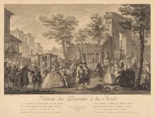Tableau des portraits a la mode, by Pierre-Francois Courtois, ink, 1760