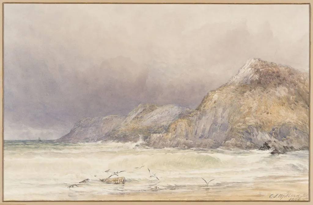 View on the Welsh Coast, by Charles Stuart Millard, watercolor, 1866
