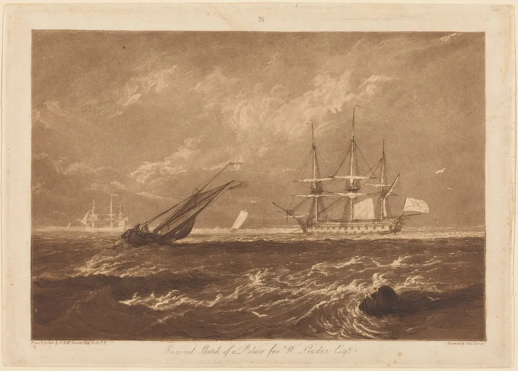 The Leader Sea Piece, by Joseph Mallord William Turner, ink, 1809