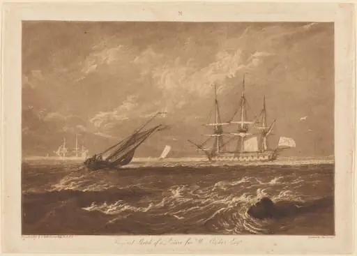 The Leader Sea Piece, by Joseph Mallord William Turner, ink, 1809