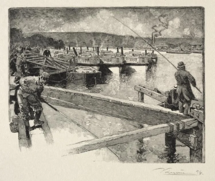 Le garage des bateaux-omnibus, detail