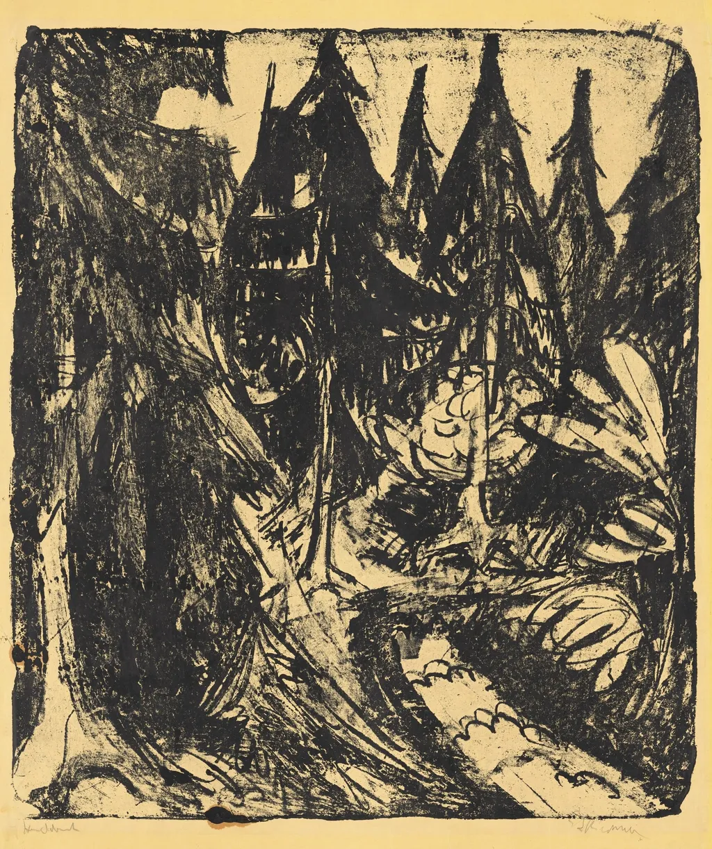 Taunus Firs, by Ernst Ludwig Kirchner, ink, 1916