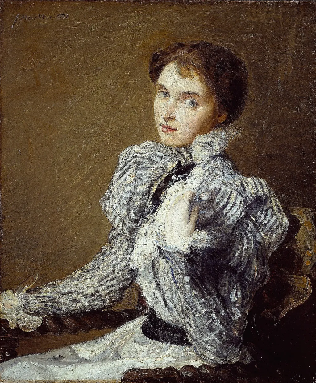 The Grey Bodice, by Julian Alden Weir, oil, 1900