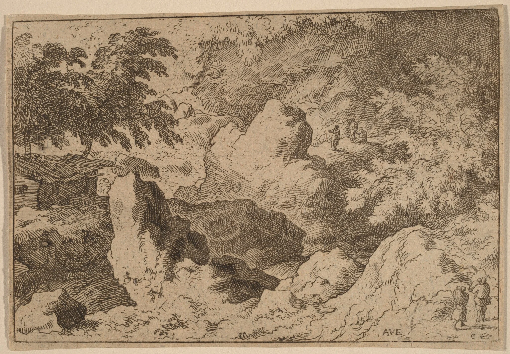 Three Men on a Rock, detail