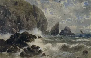 Seascape, by Samuel Bough, watercolor, 1845