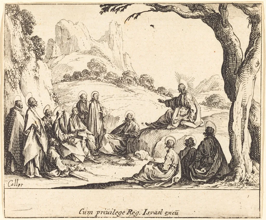Sermon on the Mount, by Jacques Callot, ink, 1635