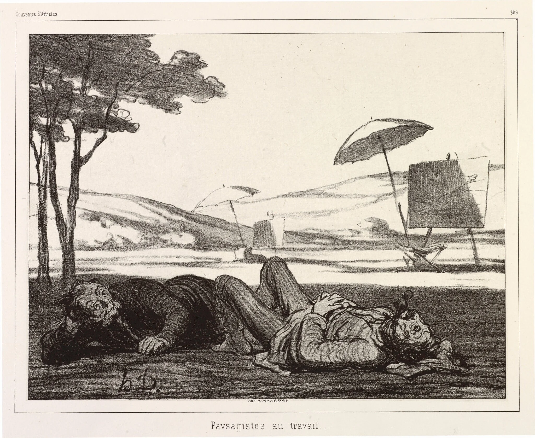Paysagistes au travail (Landscape Artists at Work), detail