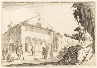 Almshouse, by Jacques Callot, ink, 1622