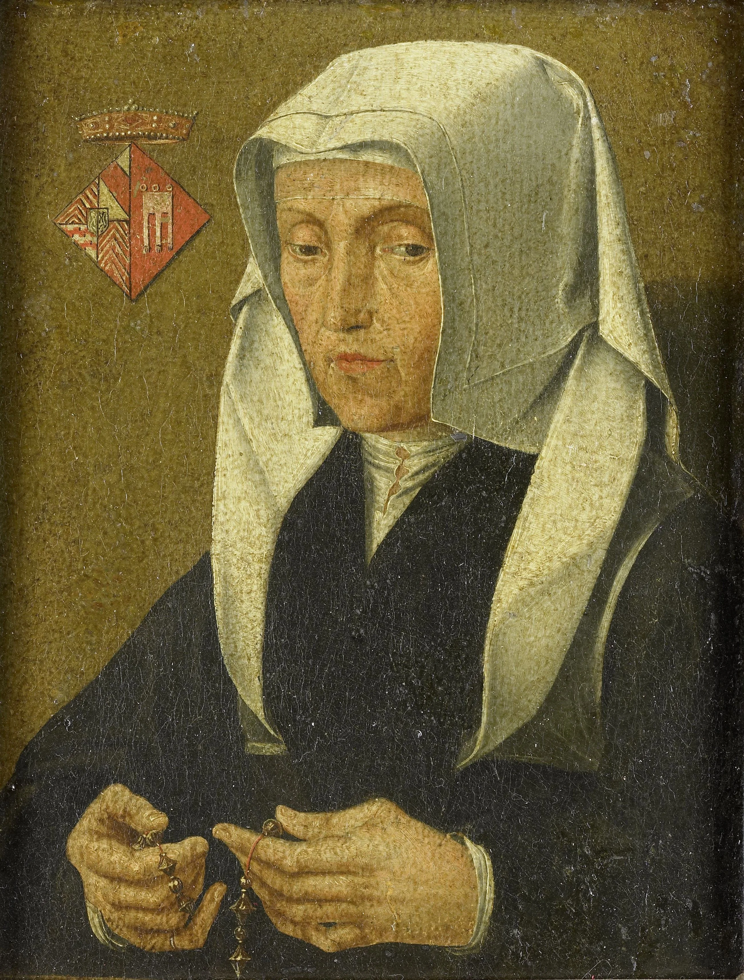 Portrait of Magdalena van Werdenborgh (1464-1538), detail