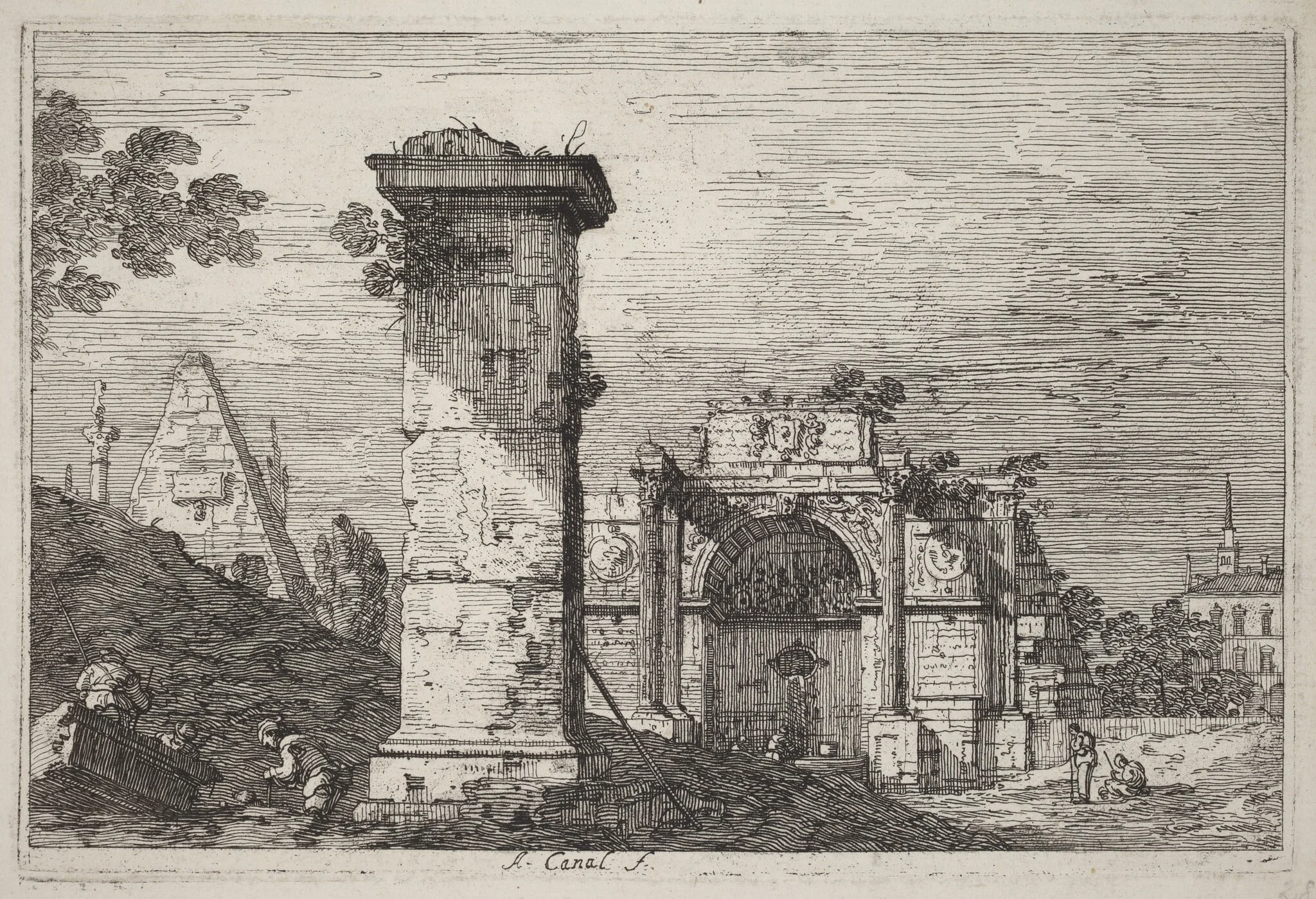 Landscape with Ruined Monuments, detail