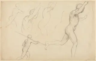 Studies of Men Running, by William Etty, graphite, 1818