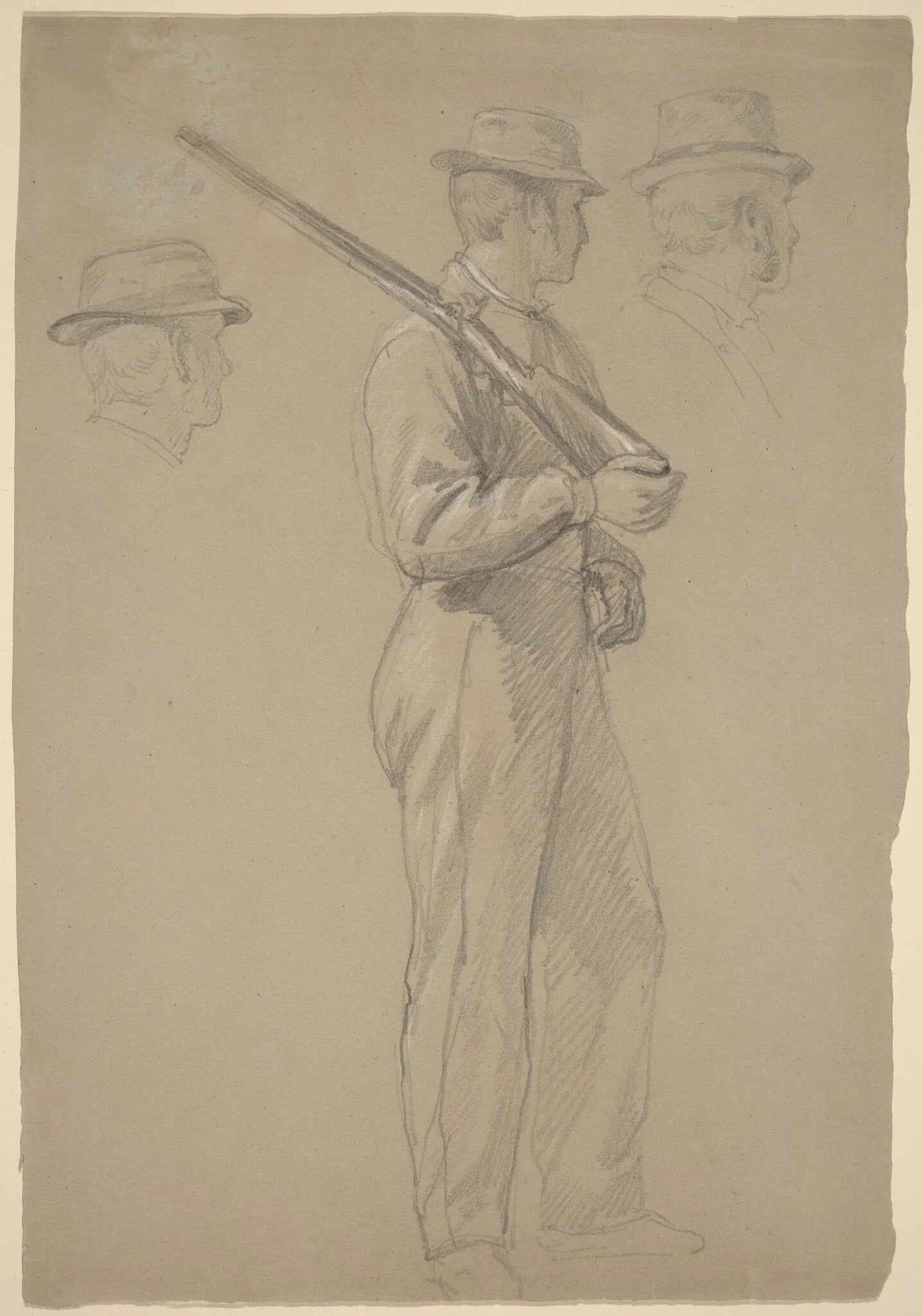 Recruit; Two Studies of Heads, detail