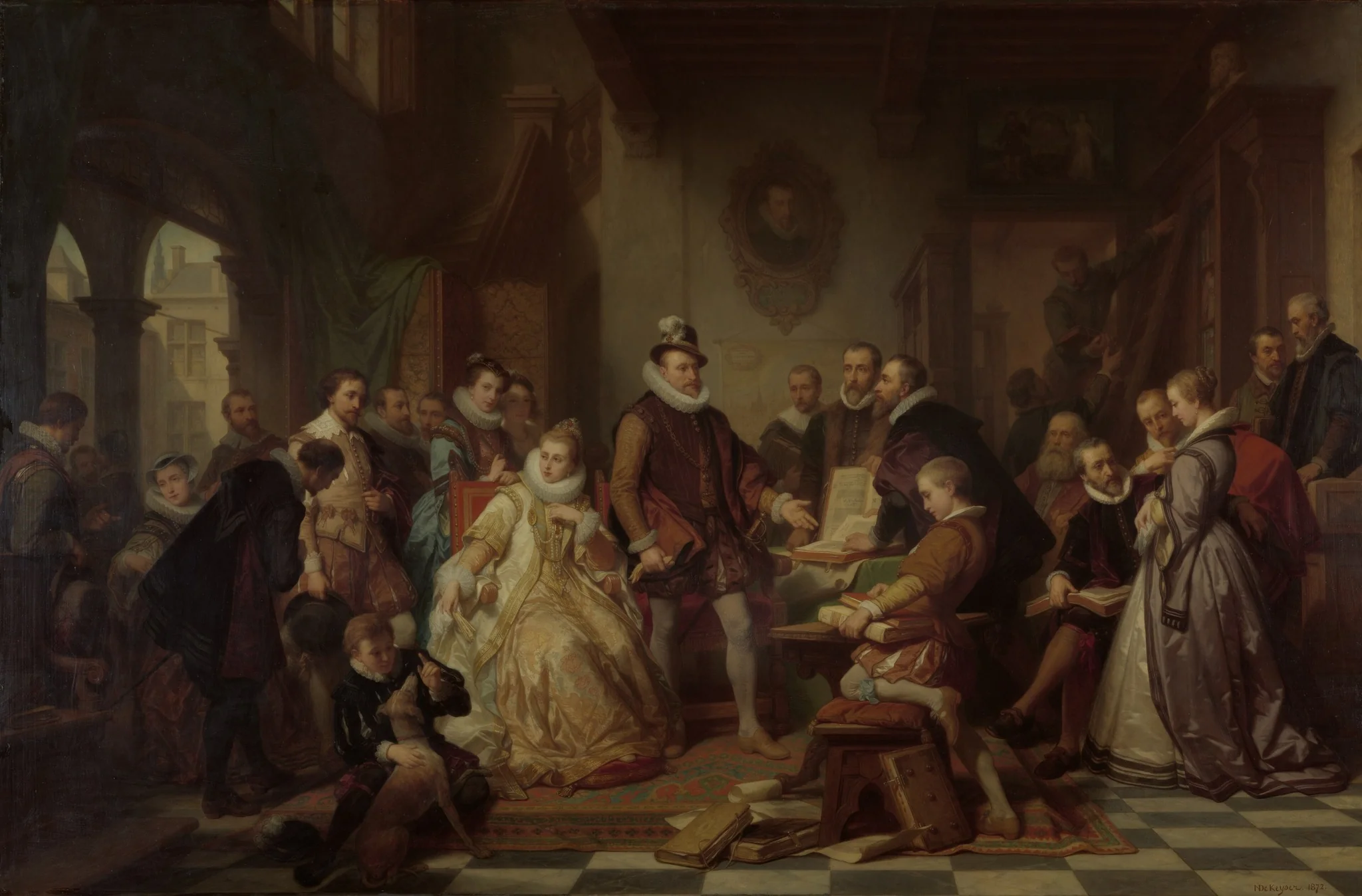 The Archdukes Albert and Isabella Visit the Printer Plantin, detail