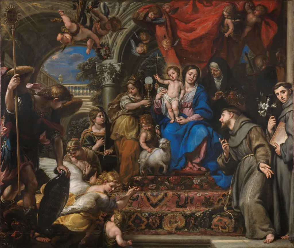 The Virgin and Child between the Theological Virtues and Saints, by Claudio Coello, oil, 1669
