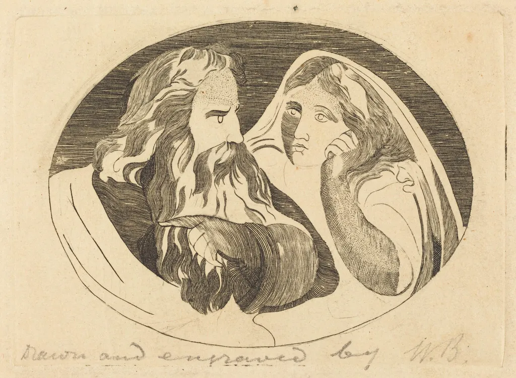 Lear and Cordelia, by Butts, Jr., Thomas, ink, 1807