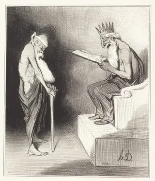 Clémence de Minos, by Honoré Daumier, ink, 1843